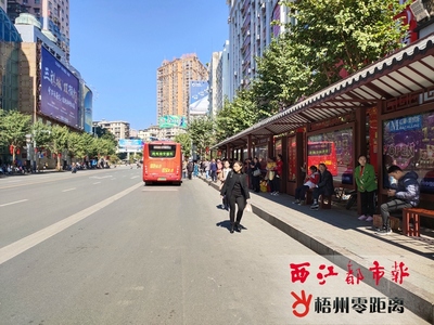 公交车站台前标线不一